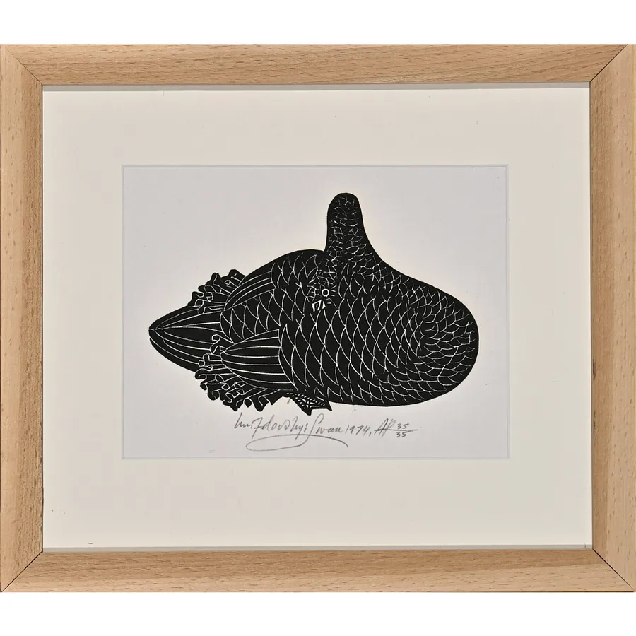 Image of Swan by Hnizdovsky Jacques , size: 11,5х18 см, made of woodcut, Woodcut medium, priced at $1000