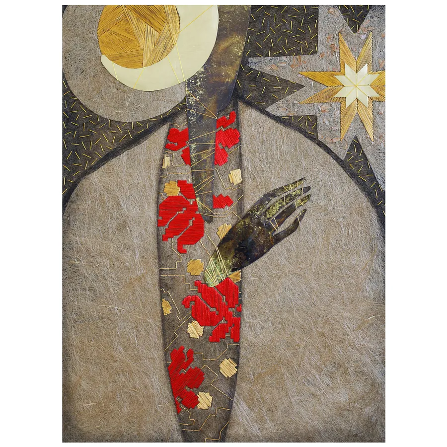 Image of Evening by Tkachuk Yaroslava, size: 80 х 60 см, made of linen, silk, acrylic, brass, Textiles medium, priced at $800