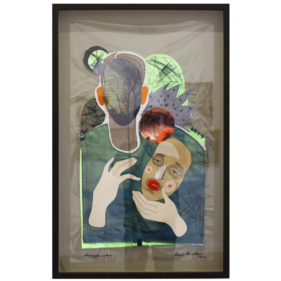 Image of Masking by Kateryna Lisova, size: 90 х 55 см, made of embroidery, textile аppliqué, Textiles medium, priced at $900