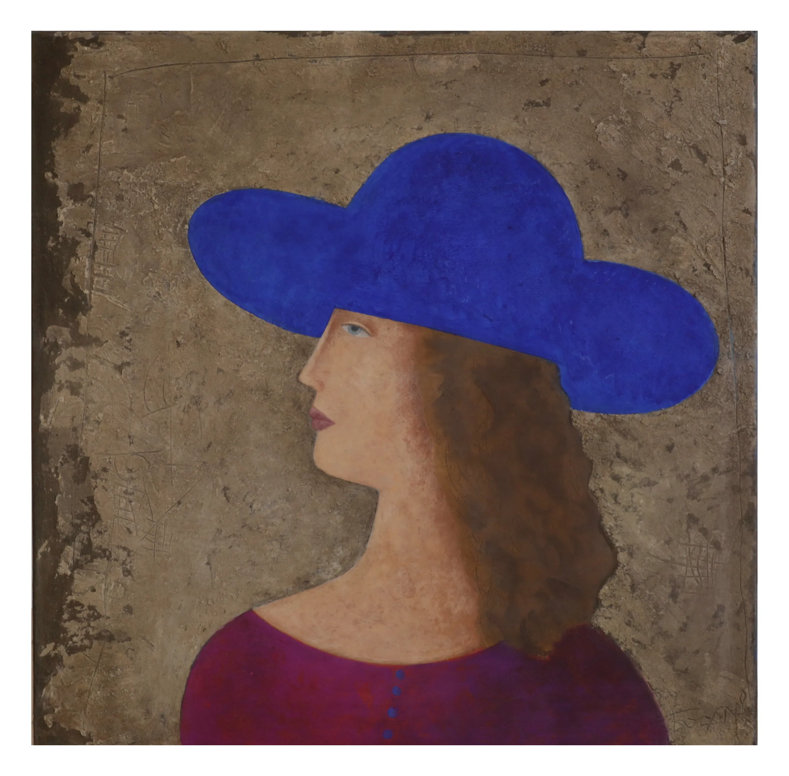 Image of "Blue Hat" by Bohuslavsky Volodymyr, size: 85х85 cm, Painting medium, priced at $0