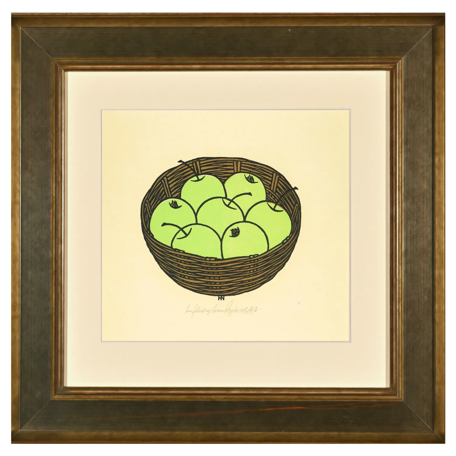 Image of "Green Apples" by Hnizdovsky Jacques , size: 17,7x20,3 см, Graphics medium, part of the AP 3/10 series