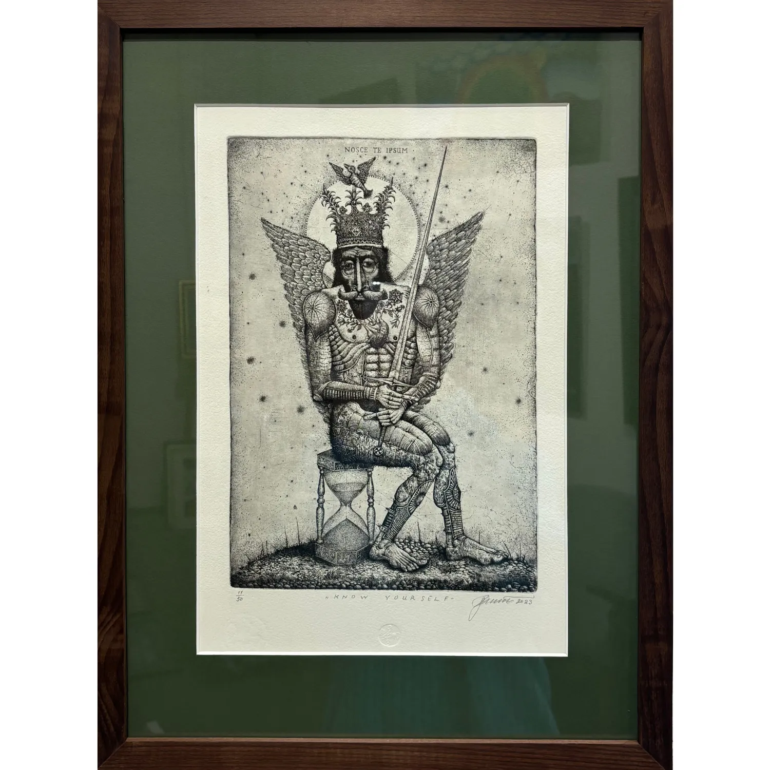 Image of Know yourself by Denysenko Oleh, size: 29,5 x 19,5 см, made of paper, etching, Graphics medium, part of the 11/50 series, priced at $350