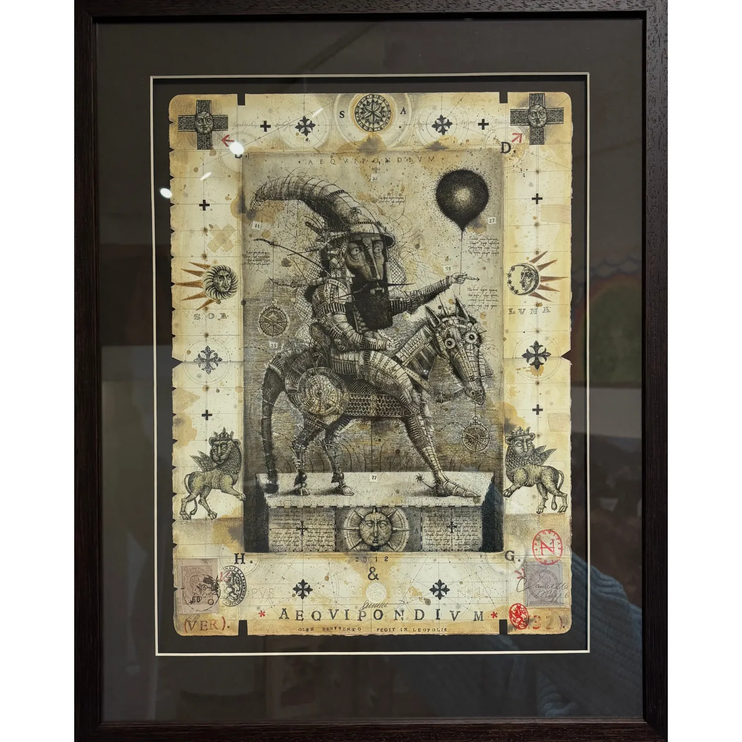 Image of Balance by Denysenko Oleh, size: 39 х 28,5 см, made of paper, etching, watercolor, collage, Graphics medium, priced at $900