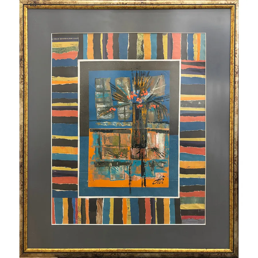 Image of Still life by Agnesa Bachynska-Selska, made of collage, Appliqué medium, priced at $350